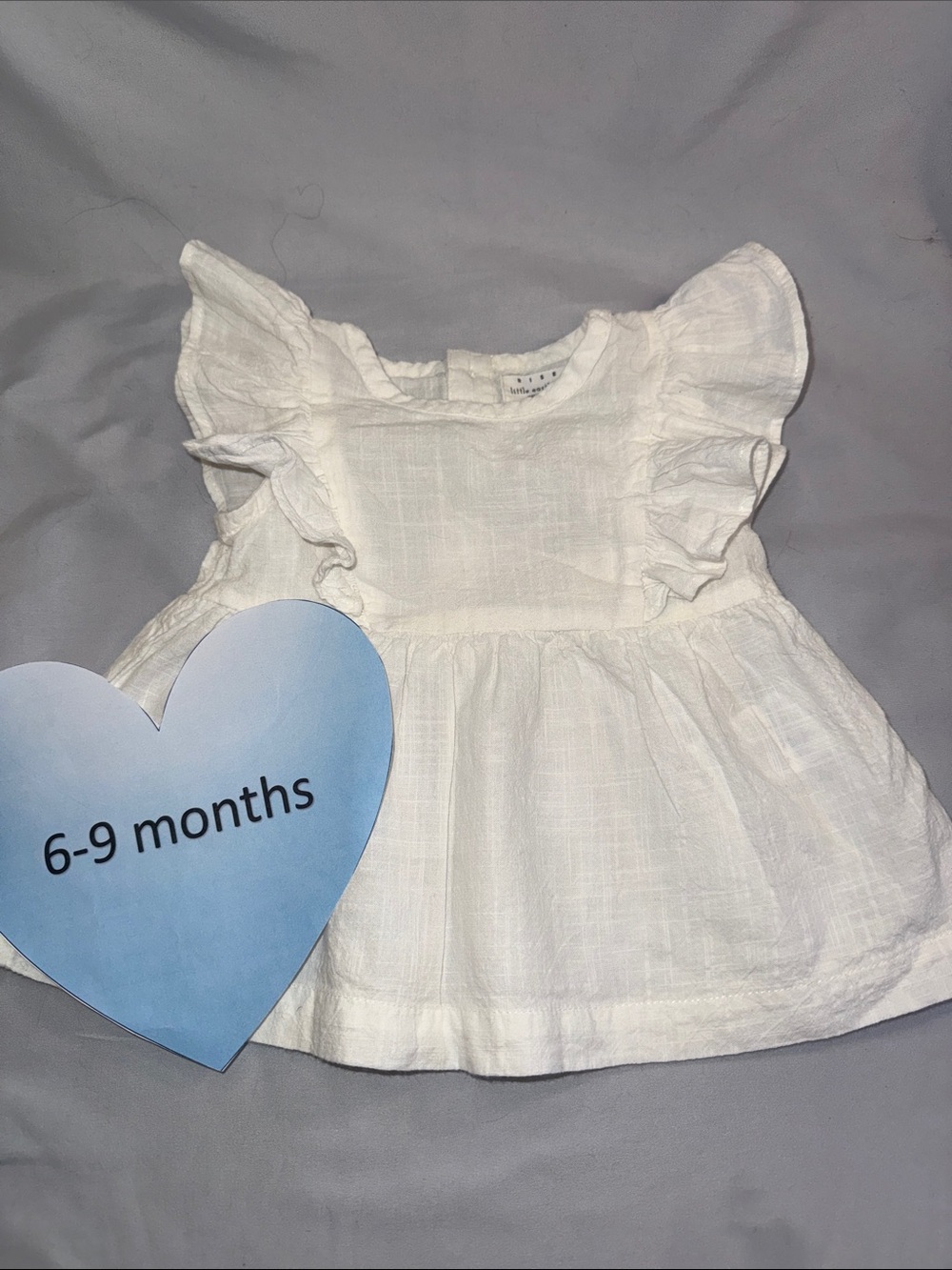 White Ruffle-Sleeve Baby Dress - 6-9 Months